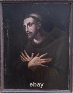Tableau Ancien, Saint François D'Assise XVIIème, (mains De Anvers)