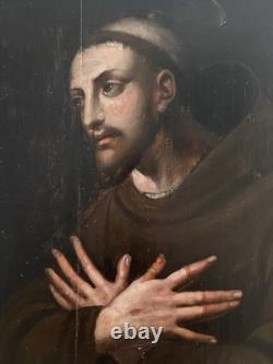 Tableau Ancien, Saint François D'Assise XVIIème, (mains De Anvers)