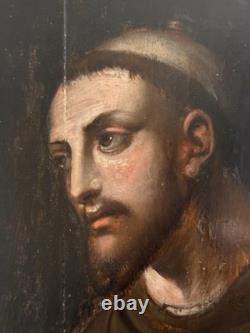 Tableau Ancien, Saint François D'Assise XVIIème, (mains De Anvers)