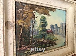 Tableau Ancien à l'Huile sur Planche de Bois de Louis Andrey Ouvre Originale