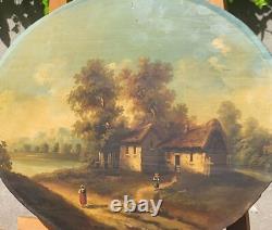 Tableau Ancien signée École Française Paysage Animées Peinture huile sur panneau Tableau Ancien signée École Française Paysage Animées Peinture huile sur panneau