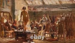 Tableau Avignon Louis Agricol MONTAGNÉ (1879-1960) l'atelier de Cormon, c 1895