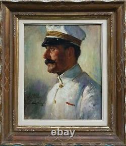 Tableau COSTA portrait commandant TIMGAD Première Guerre Mondiale Dardanelles