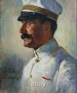 Tableau COSTA portrait commandant TIMGAD Première Guerre Mondiale Dardanelles