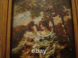 Tableau Deux dames de qualité Ennemond Drevet 1886-1953 Lyon, huile sur bois