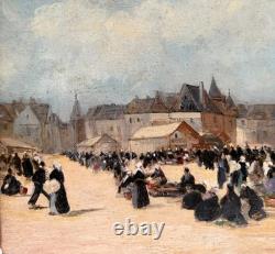 Tableau Fernand Le Gout-Gérard (1856-1924) Scène de marché en Bretagne