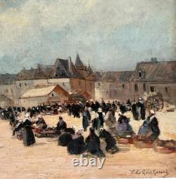 Tableau Fernand Le Gout-Gérard (1856-1924) Scène de marché en Bretagne