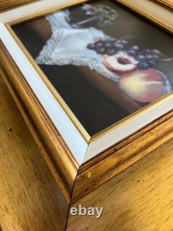 Tableau HSP Confiture, dentelle et fruits signée postimpressionniste + cadre