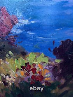 Tableau HSP Marine et paysage pinéde double face Gabriel DESCHAMPS (1919-2011)