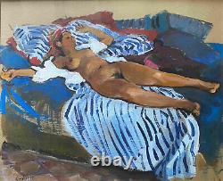 Tableau HSP Nue au divan 1973 de B. Zeller (1930/2009) Orientaliste