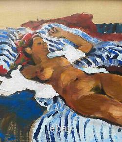 Tableau HSP Nue au divan 1973 de B. Zeller (1930/2009) Orientaliste