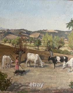 Tableau HSP Pastorale orientaliste signé Eugénie Clarac (1886/1960) Algérie