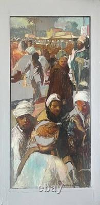 Tableau HSP Patrice Landauer (1965) Orientaliste Le marché oriental