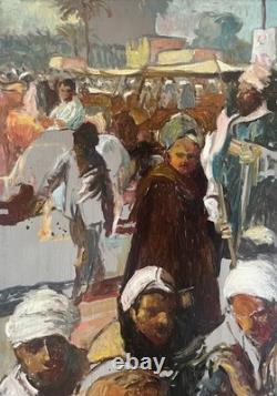 Tableau HSP Patrice Landauer (1965) Orientaliste Le marché oriental