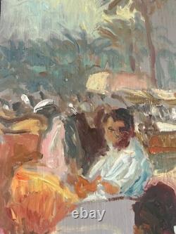 Tableau HSP Patrice Landauer (1965) Orientaliste Le marché oriental
