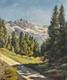 Tableau Hsp Paysage Alpin Avec Neige Montagne Sign&eacute; Bizouard Vers 1950