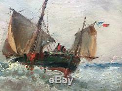 Tableau HSP de Jean GEORGES (1890-) Marine Voile française tempête