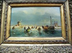 Tableau Hollandais Marine Huile sur Bois signé VAN DURME. A 15.5cm X24cm