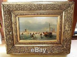 Tableau Hollandais Marine Huile sur Bois signé VAN DURME. A 15.5cm X24cm