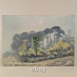 Tableau Huile Paysage Arbres Impressionniste, Hubert Bergère, Peinture Sur Bois