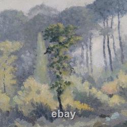 Tableau Huile Paysage Arbres Impressionniste, Hubert Bergère, Peinture Sur Bois