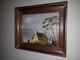 Tableau Huile Sur Bois Et Verre Une Bigoudene Et Paysage Bord De Mer Bretagne