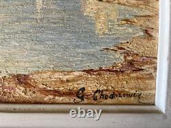 Tableau Huile Sur Bois Signé À Déterminer Paysage Maritime Bateau De Pêche