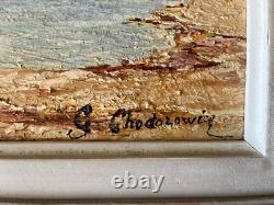 Tableau Huile Sur Bois Signé À Déterminer Paysage Maritime Bateau De Pêche