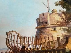 Tableau Huile Sur Bois Toulon Signé