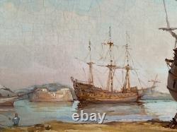 Tableau Huile Sur Bois Toulon Signé