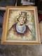Tableau Huile Sur Toile Portrait De Clown Encadrement Bois Doré