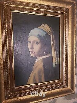 Tableau Huile Sur Toile d apres Vermeer Cadre Bois doré