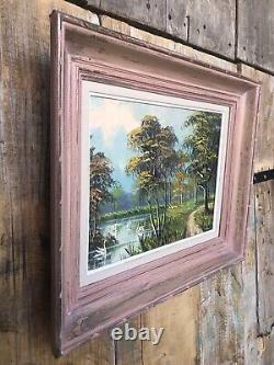 Tableau Huile sur Toile MAU LOUIS Bord De Rivière + Cadre Bois #A217