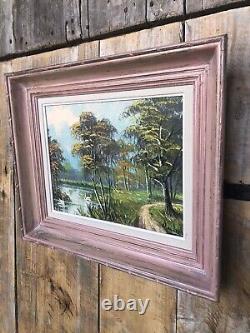 Tableau Huile sur Toile MAU LOUIS Bord De Rivière + Cadre Bois #A217