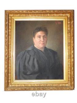 Tableau Huile sur Toile Portrait Signé A. Lanes daté de 1896 cadre en bois doré