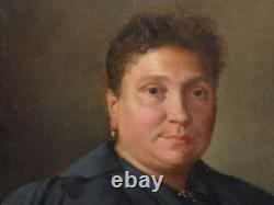 Tableau Huile sur Toile Portrait Signé A. Lanes daté de 1896 cadre en bois doré