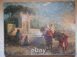 Tableau Huile sur Toile orientaliste Cavalier et Soldat 56 x 45 cm XIX