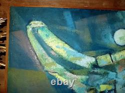 Tableau Huile sur bois représentantt christ sur croix signé GROSJEAN