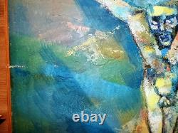 Tableau Huile sur bois représentantt christ sur croix signé GROSJEAN