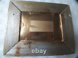 Tableau Huile sur bois scène de ferme avec poules