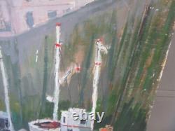 Tableau Le Treport Huile Sur Bois 1950