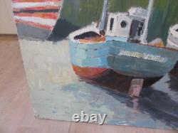 Tableau Le Treport Huile Sur Bois 1950