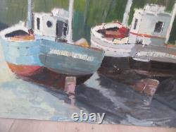 Tableau Le Treport Huile Sur Bois 1950