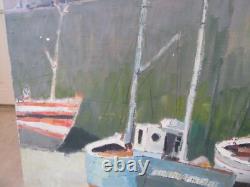 Tableau Le Treport Huile Sur Bois 1950