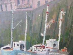 Tableau Le Treport Huile Sur Bois 1950