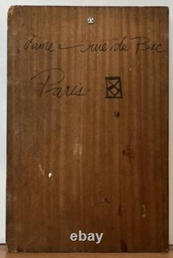 Tableau Panneau Huile Portrait Femme en Rouge Rose Blanche Dame rue du Bac Paris