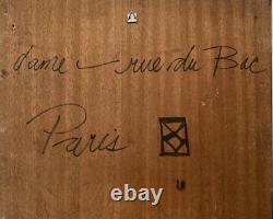 Tableau Panneau Huile Portrait Femme en Rouge Rose Blanche Dame rue du Bac Paris