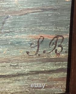 Tableau Peinture Huile sur Bois Marine. Pêche. Voilier. Barque. Nuit Lune 1900