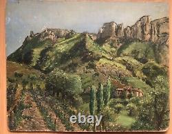 Tableau Peinture Originale huile Paysage Montagnes XIXème Siècle