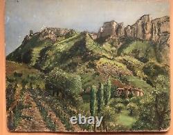 Tableau Peinture Originale huile Paysage Montagnes XIXème Siècle